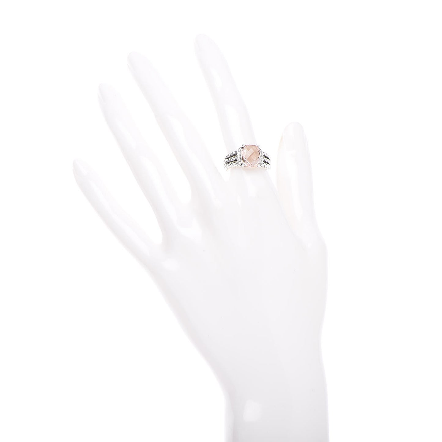 Sterling Silver Diamond Morganite 10mm Petite Wheaton Ring 54 6.75