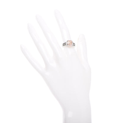 David Yurman Sterling Silver Diamond Morganite 10mm Petite Wheaton Ring 54 6.75 2 of 5