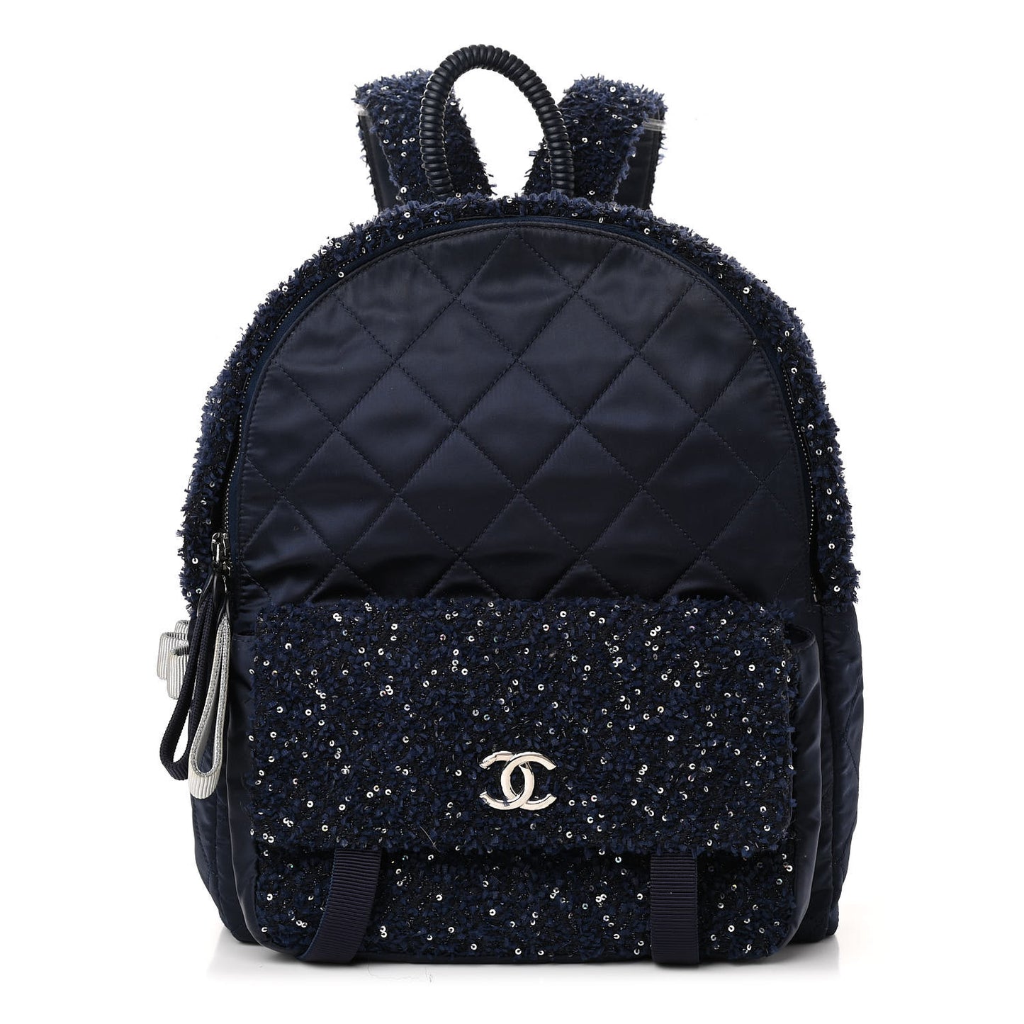 Tweed Nylon Quilted Astronaut Essentials Backpack Navy