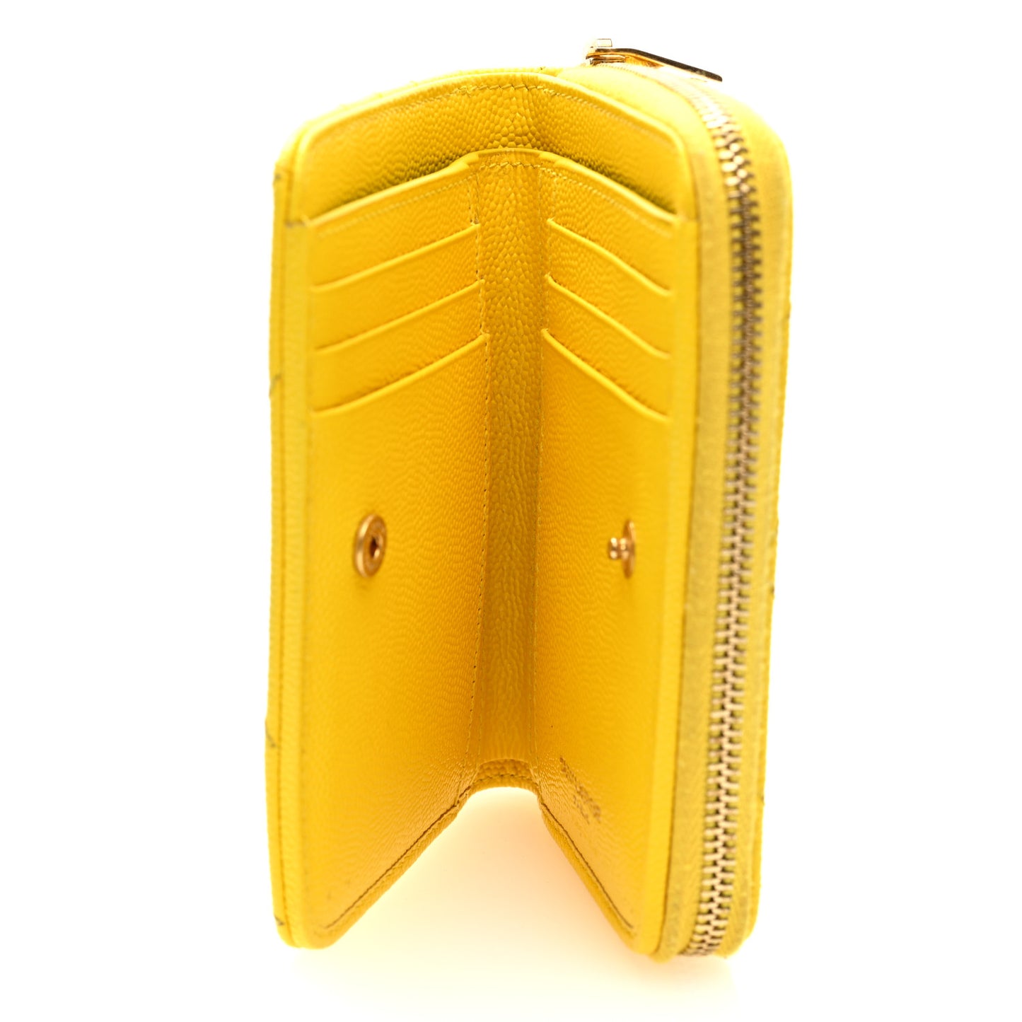 Grain De Poudre Matelasse Chevron Monogram Compact Zip Around Wallet Mimosa Shiny