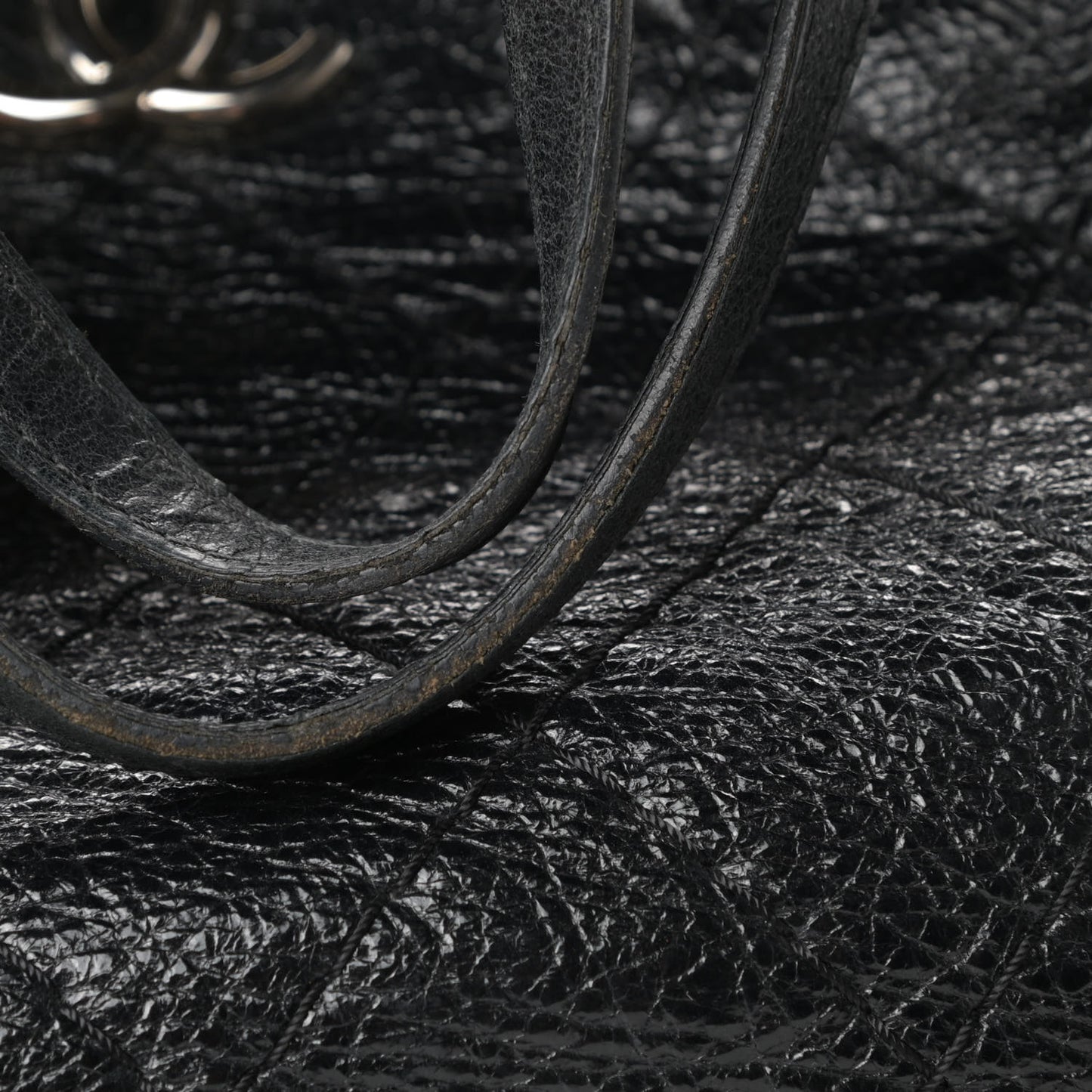 Glazed Calfskin Large On The Road Tote Black