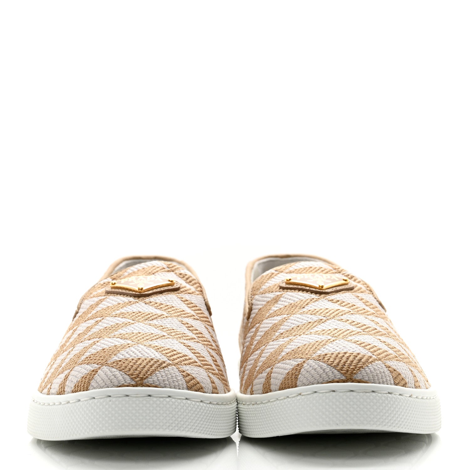 Prada Jacquard Trianglolo Symbole Embroidered Metal Triangle Logo Slip On Sneakers 37 Corda Talco 2 of 7