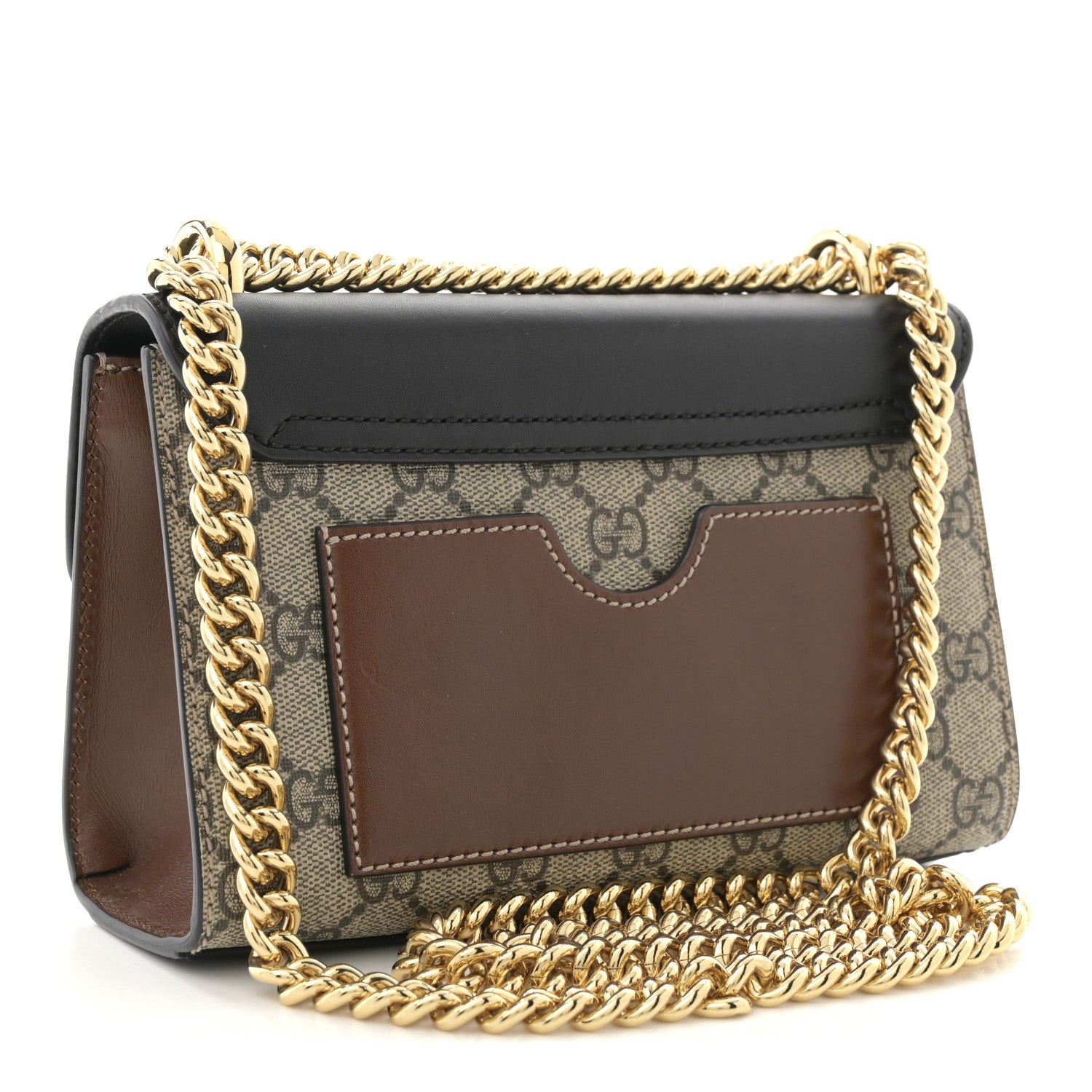 Gucci GG Supreme Monogram Calfskin Small Padlock Shoulder Bag Beige Black Cuir 3 of 11