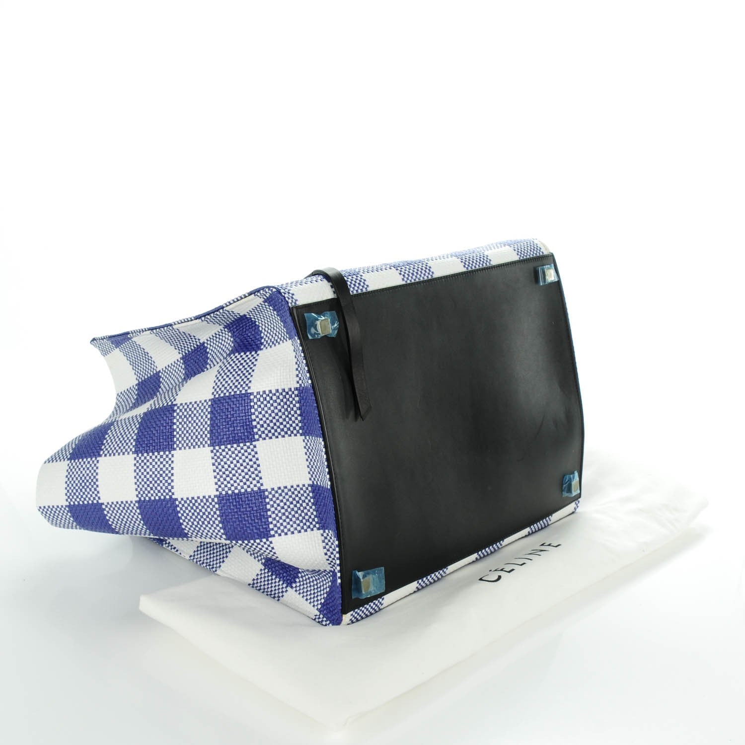 Celine Gingham Woven Medium Phantom Luggage Cobalt 4 of 8