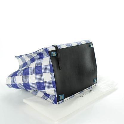 Celine Gingham Woven Medium Phantom Luggage Cobalt 4 of 8
