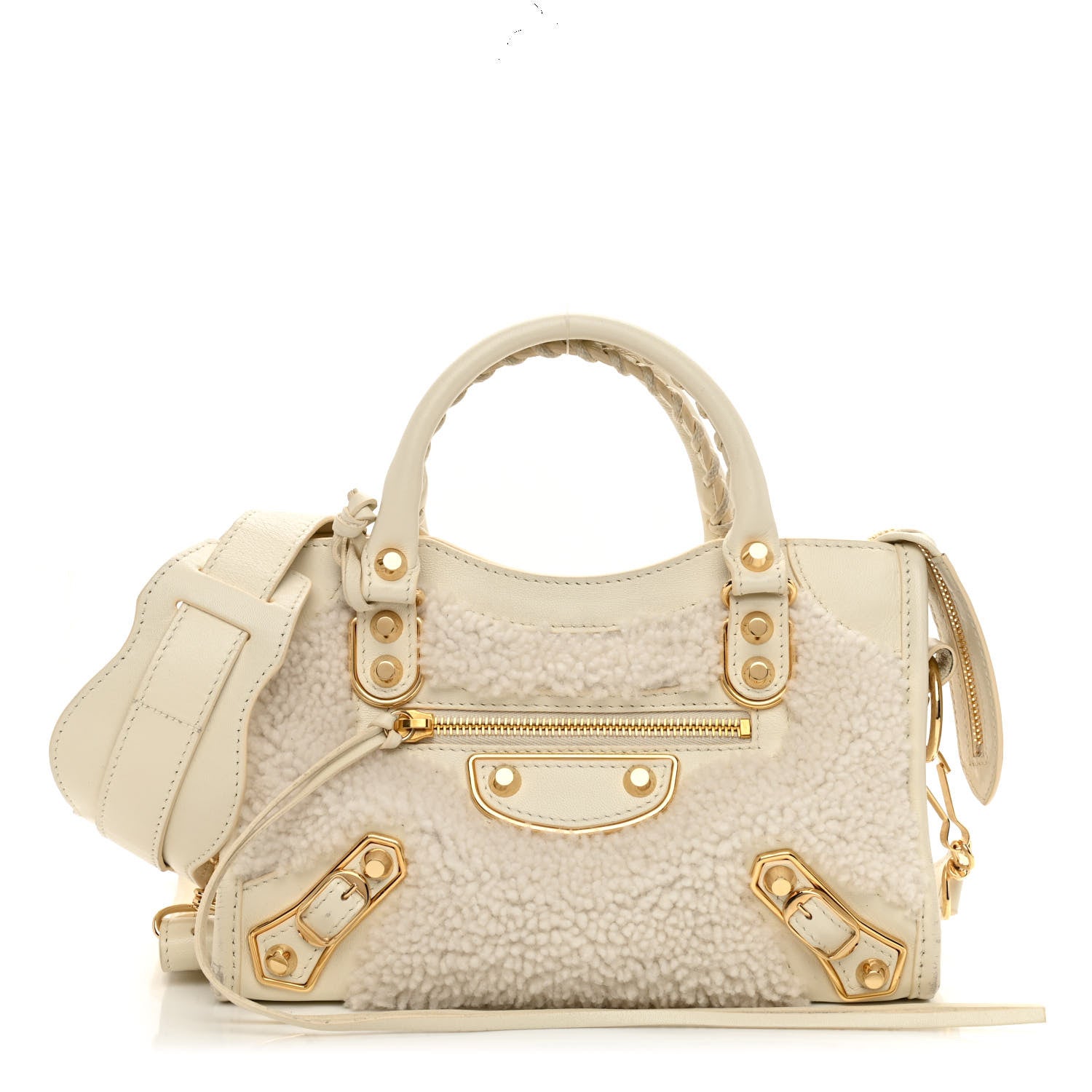 Balenciaga Shearling Nappa Gold Metallic Edge Hardware Mini City Cream 3 of 10