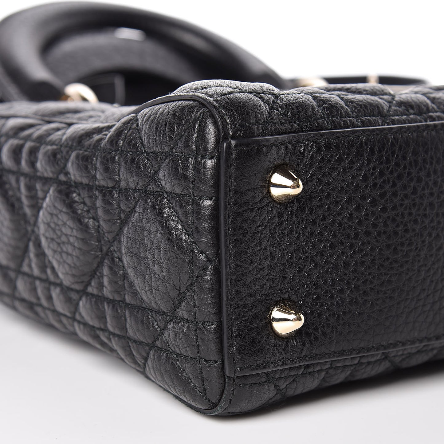 Grained Calfskin Cannage Small Supple Lady Dior Black