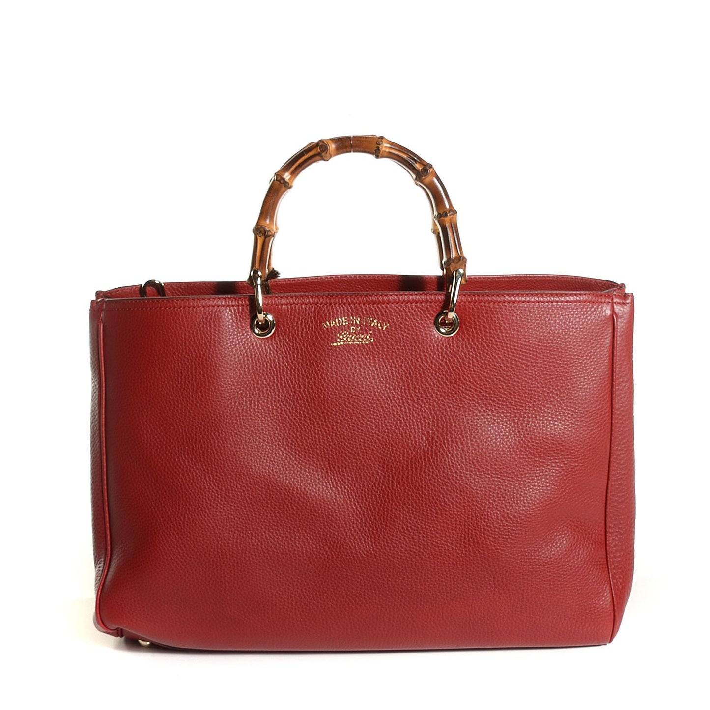 Calfskin Large Bamboo Shopper Tote Red