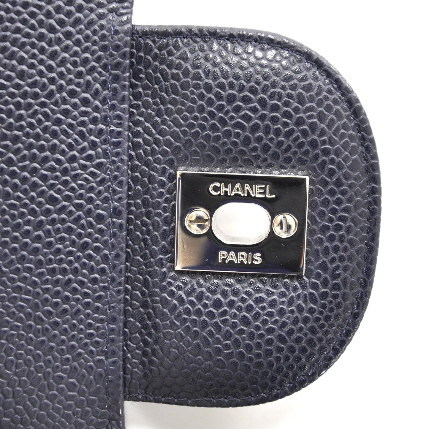 Caviar Jumbo Single Flap Navy Blue