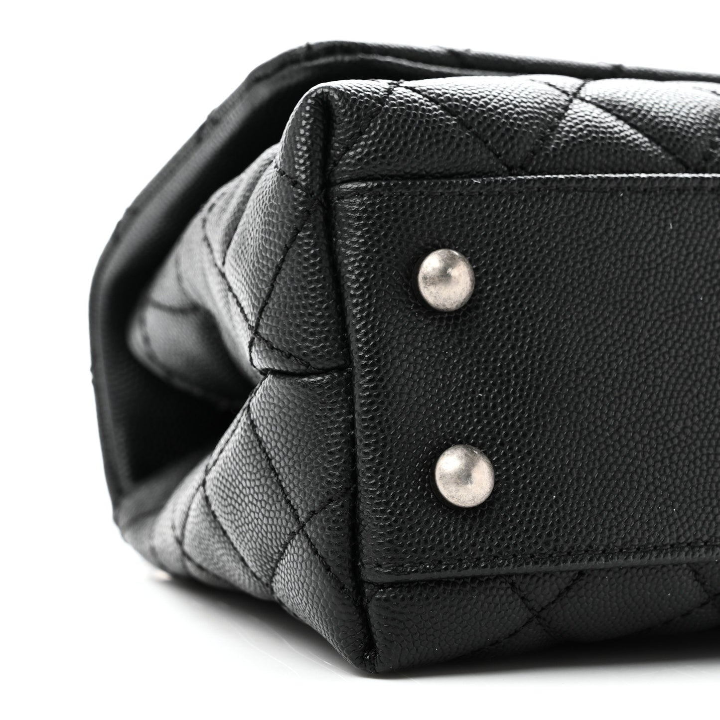 Caviar Lizard Embossed Quilted Mini Coco Handle Flap Black