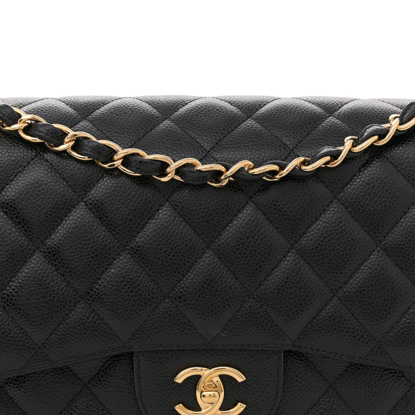 Caviar Quilted Jumbo Double Flap Black