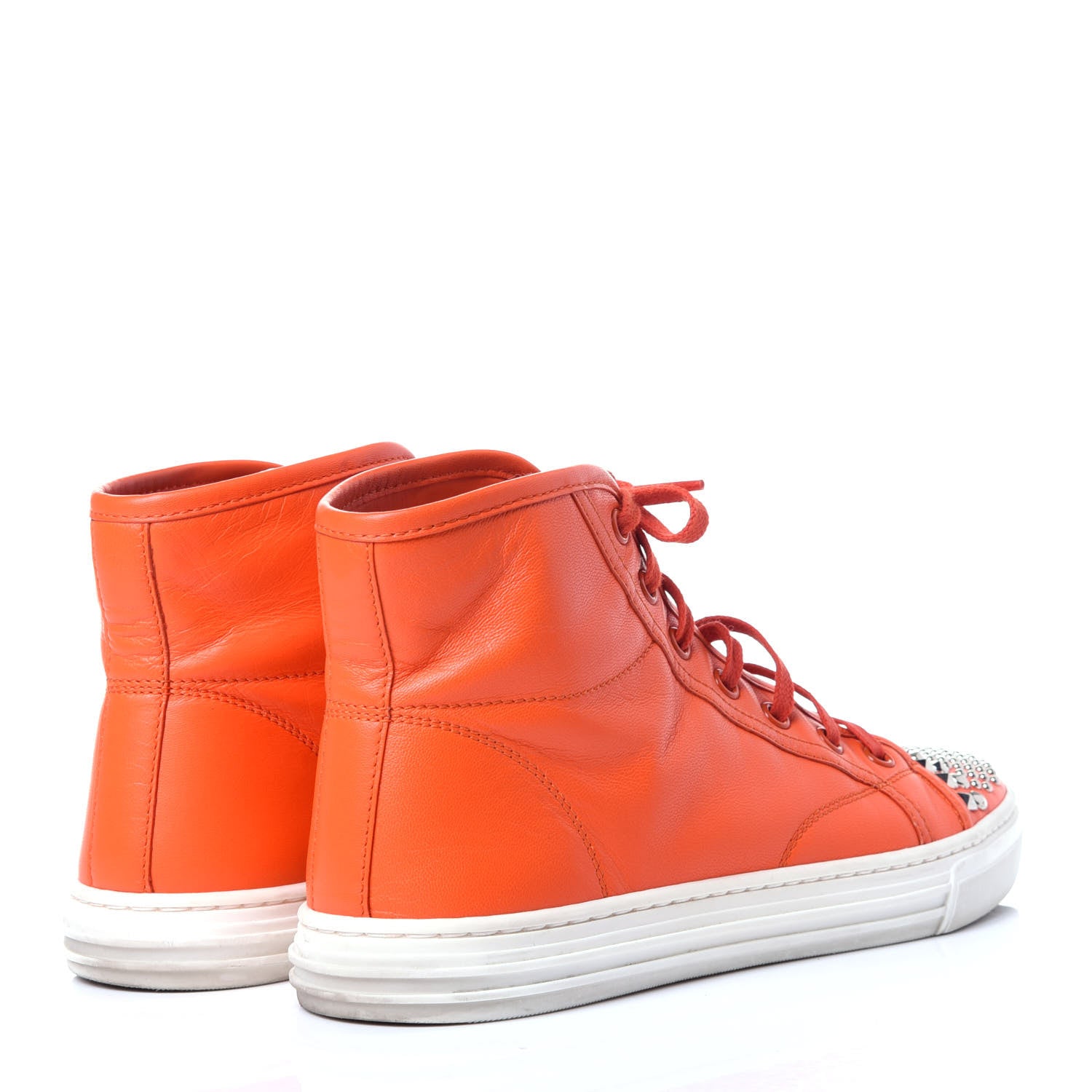 Gucci Nappa Studded Womens High Top Sneakers 36.5 Vibrant Orange 4 of 10