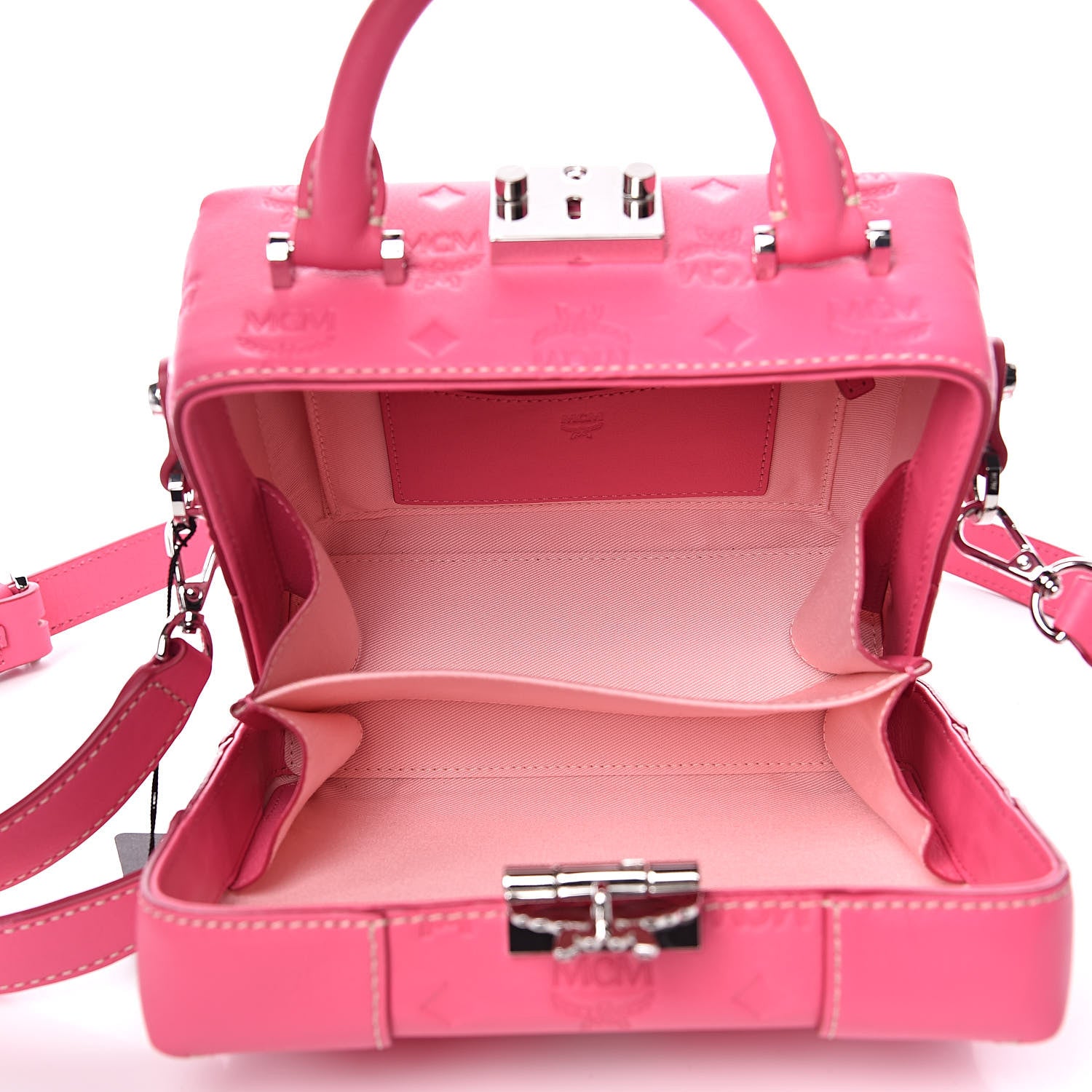 MCM Calfskin Ottomar Monogram Small Berlin Crossbody Sugar Pink 5 of 8