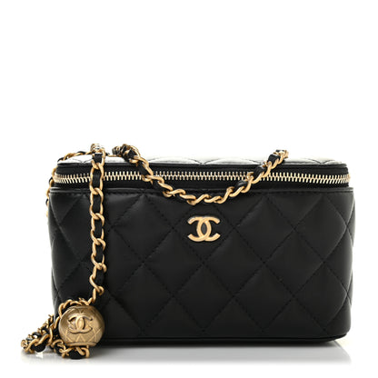 Chanel Lambskin Quilted Pearl Crush Small Vanity Case With Chain Black 1 of 9