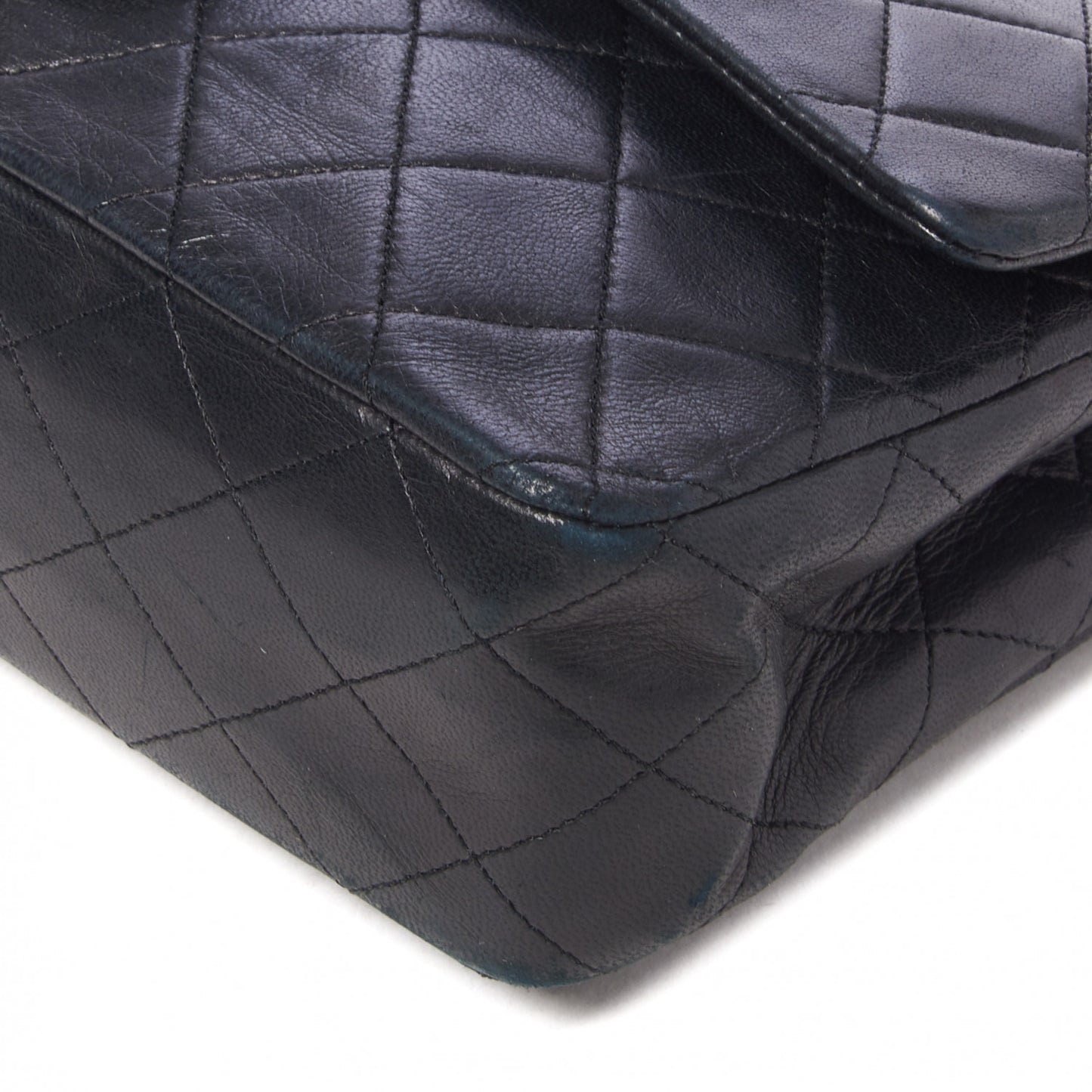 Lambskin Quilted Medium Double Flap Black