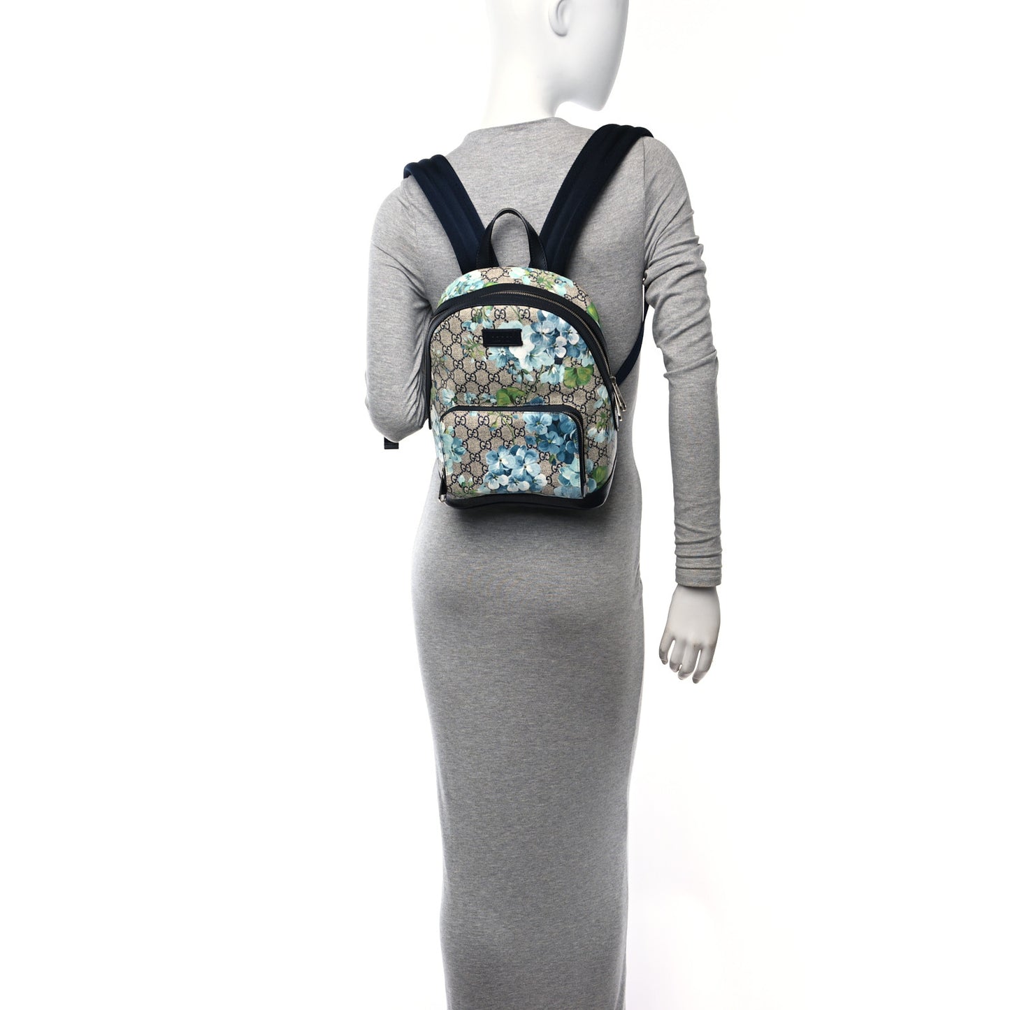 GG Supreme Monogram Blooms Small Day Backpack Blue