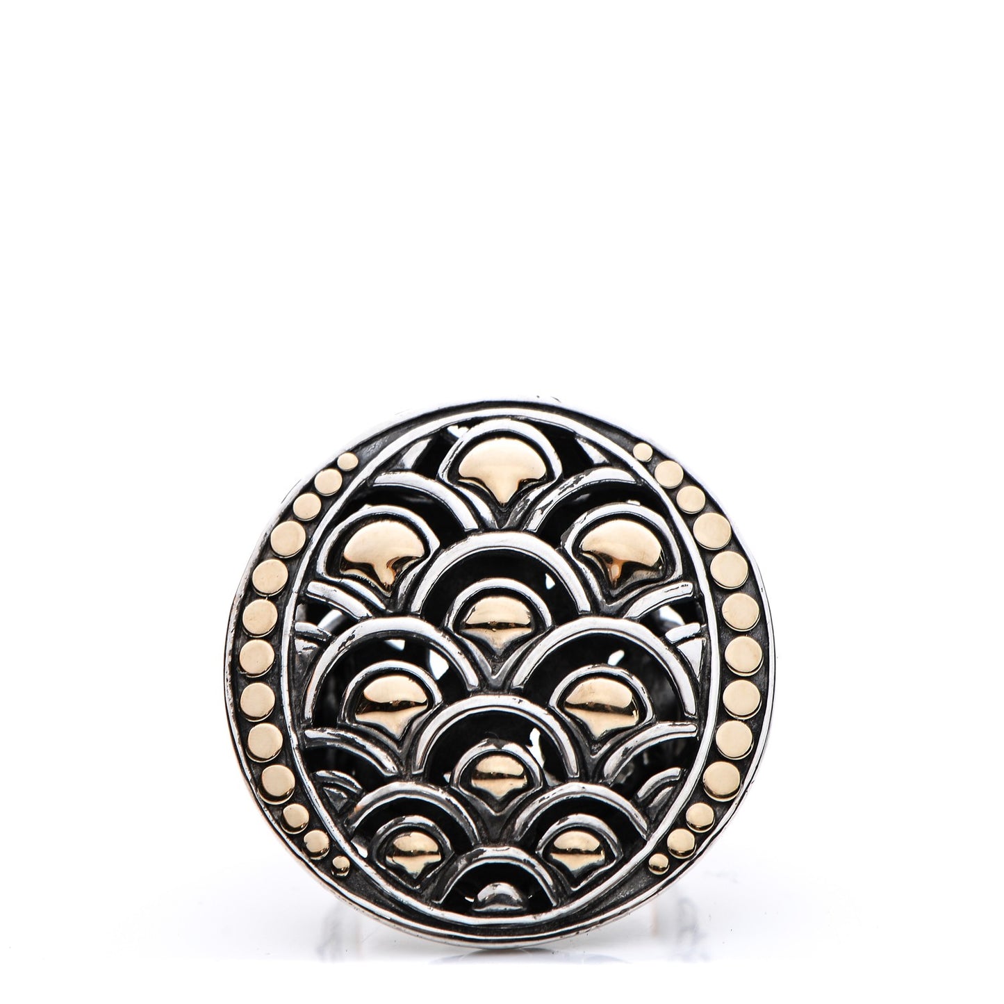 Sterling Silver 18K Yellow Gold Naga Oval Ring 56 7.75