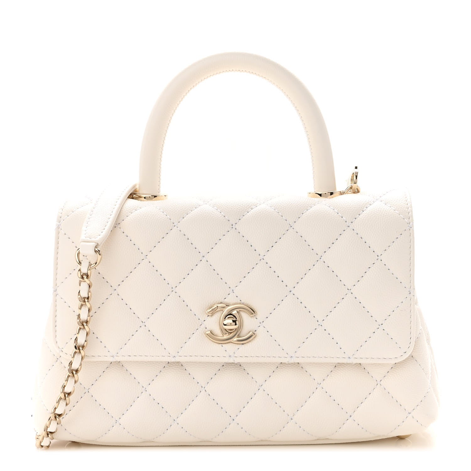 Chanel Caviar Quilted Mini Coco Handle Flap White 1 of 10