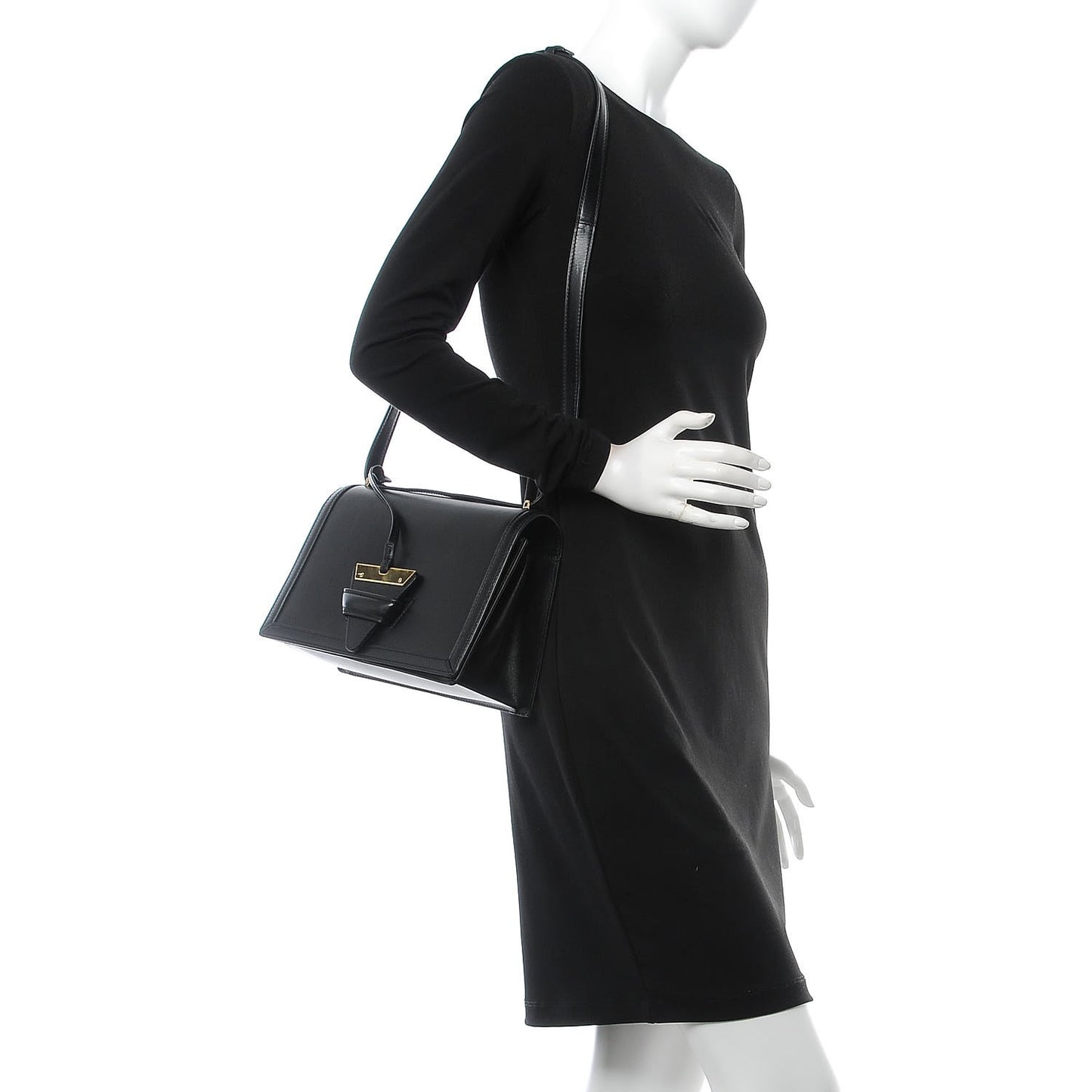 Calfskin Large Barcelona Shoulder Bag Black