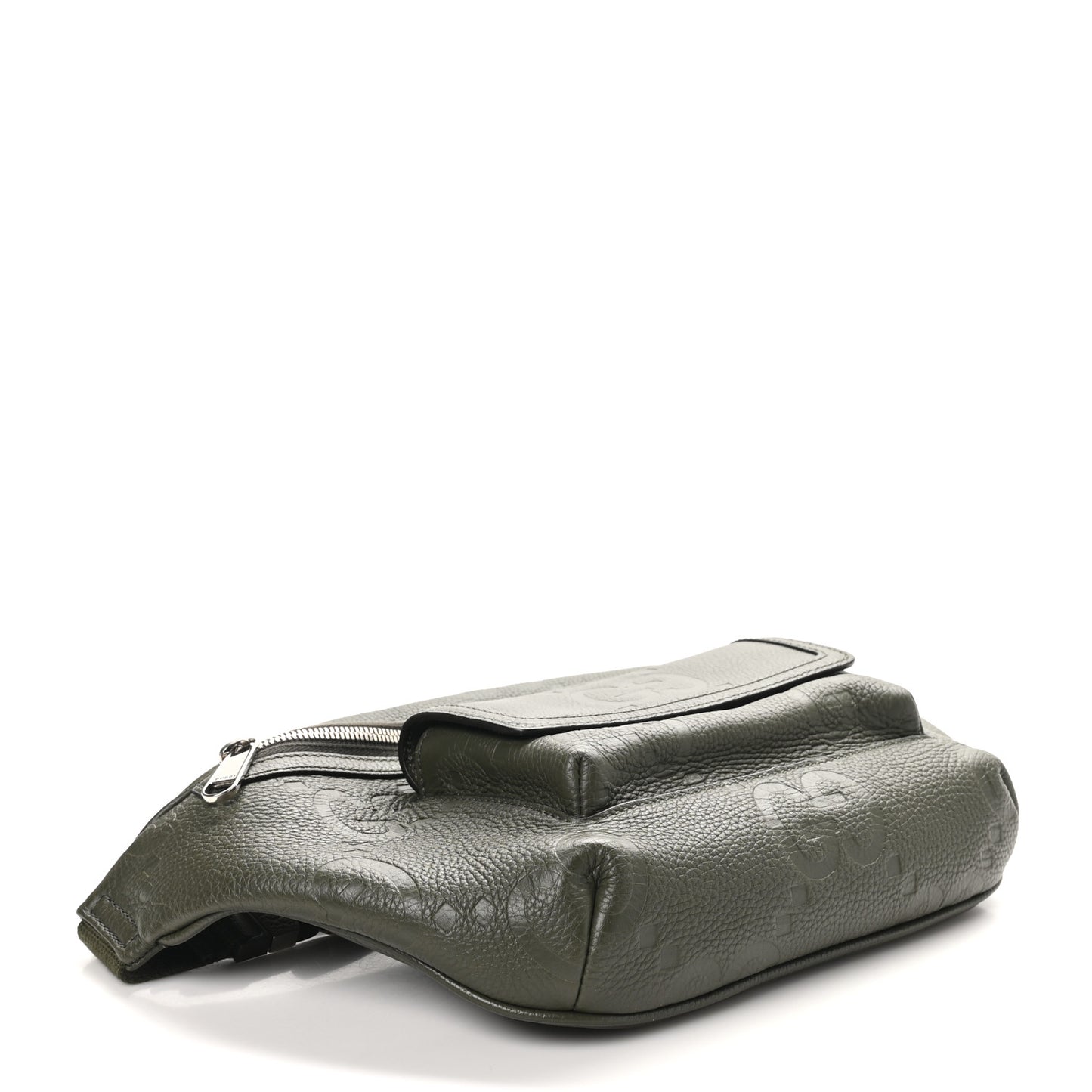 Piuma Calfskin Jumbo GG Embossed Pocket Belt Bag Dark Vintage Olive