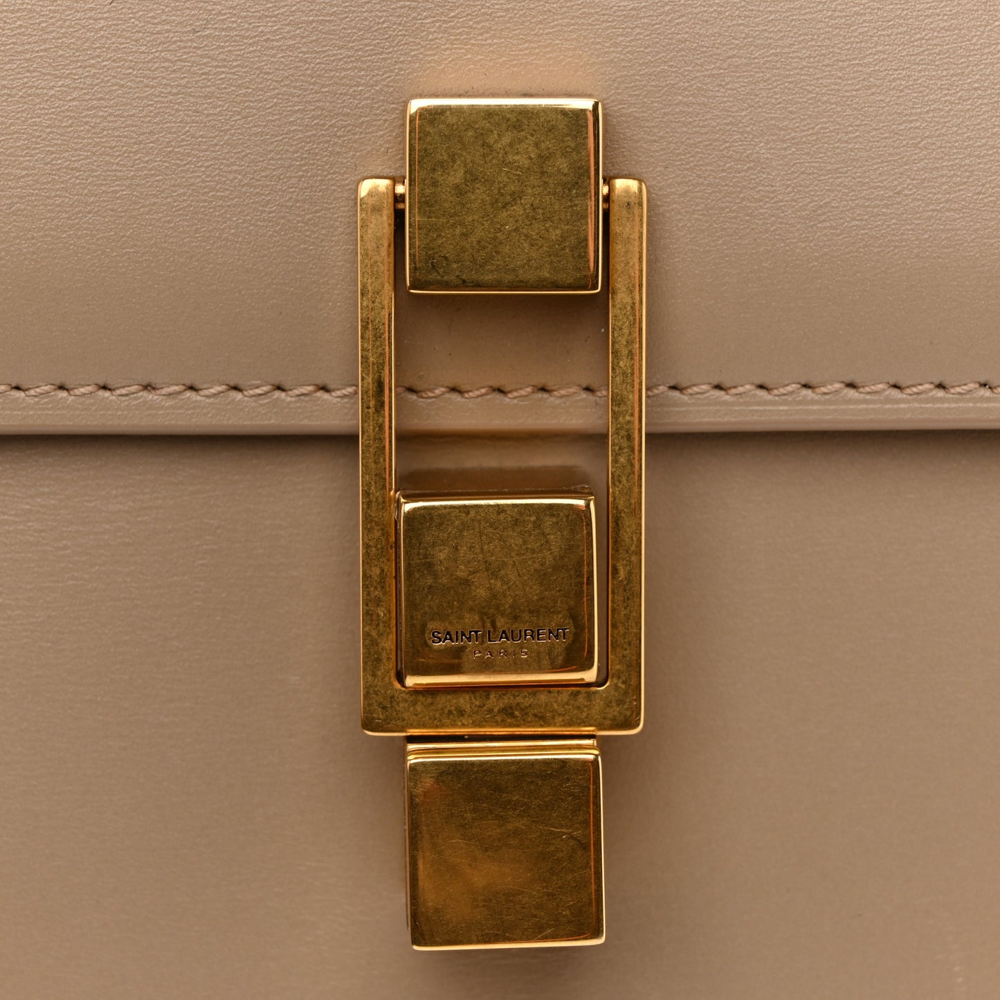 Smooth Calfskin Le Carre Satchel Dark Beige