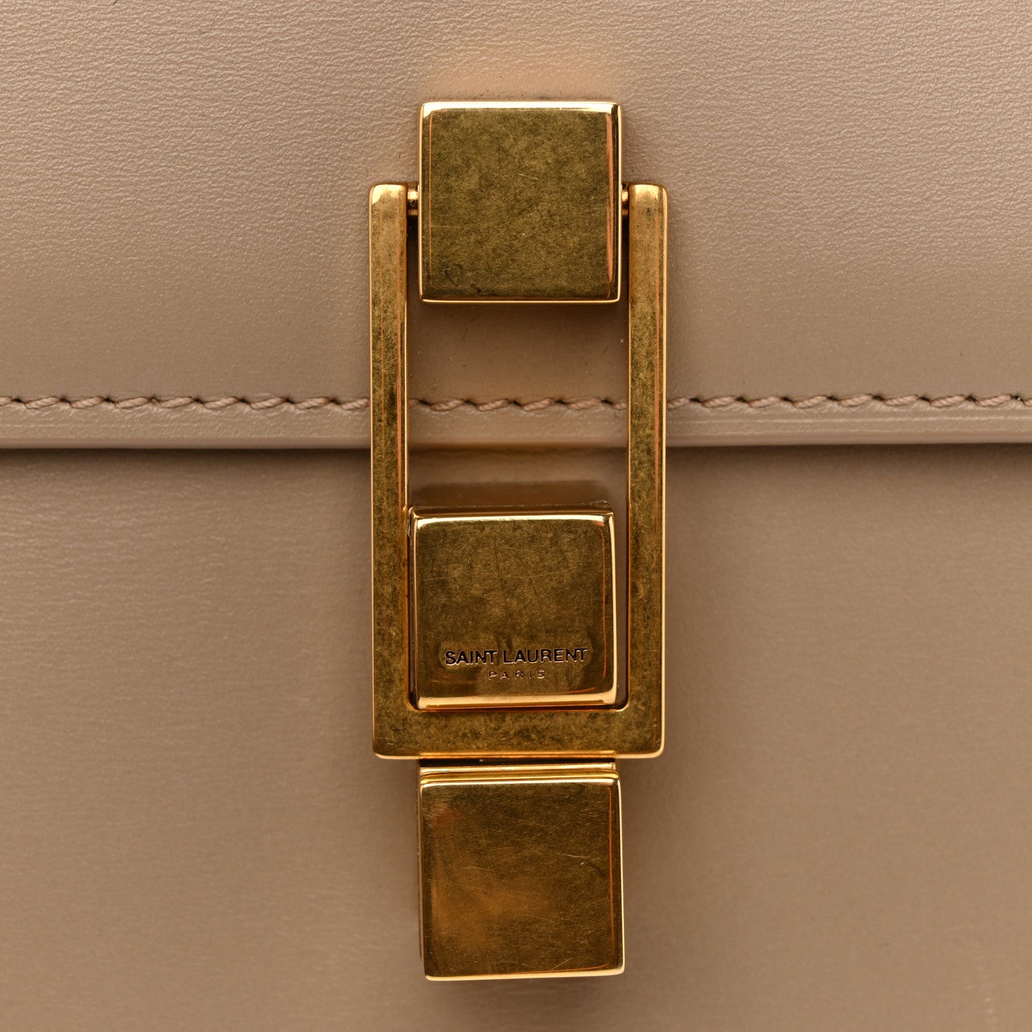 Saint Laurent Smooth Calfskin Le Carre Satchel Dark Beige 11 of 17