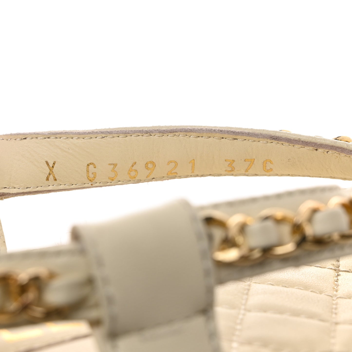 Lambskin Chain CC Thong Espadrille Sandals 37 White