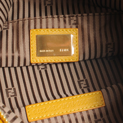 Fendi Grained Calfskin Large Chameleon Pouch Lemon 6 of 9