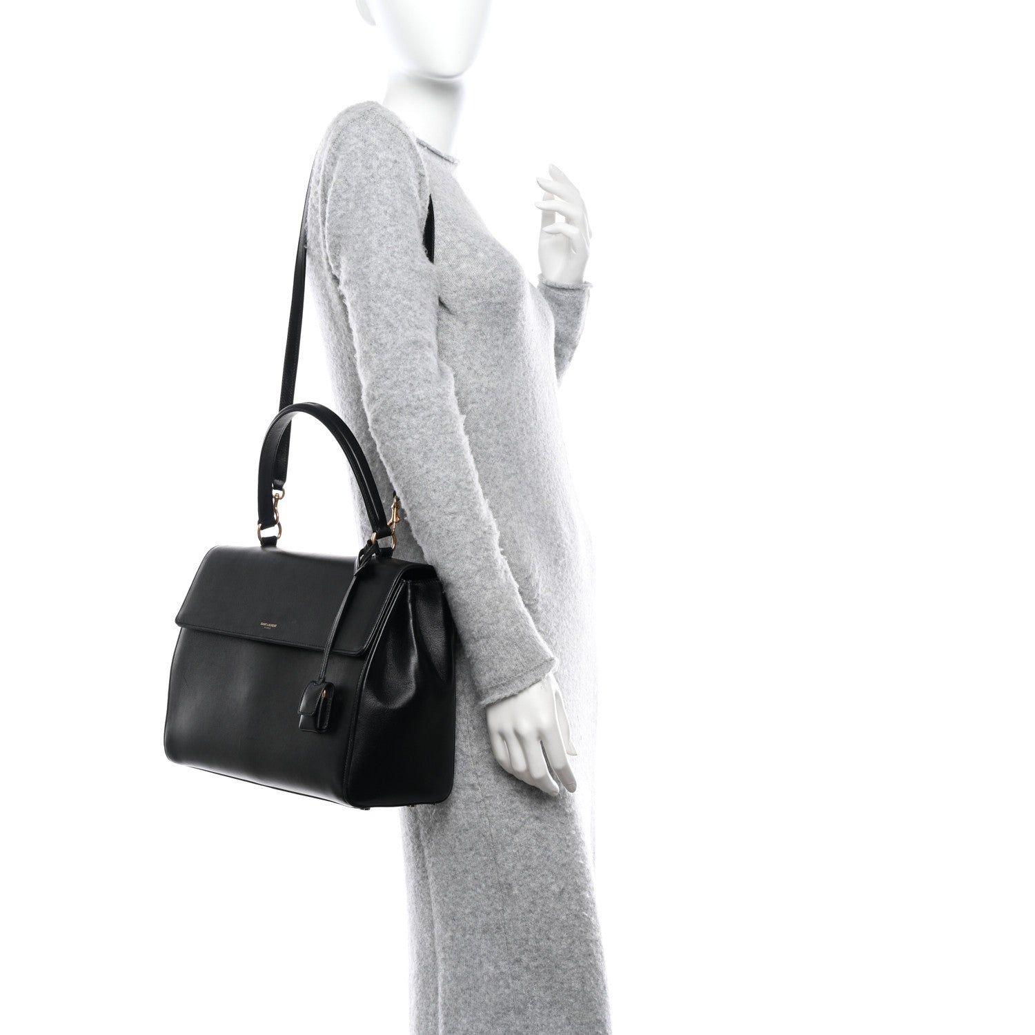 Saint Laurent Calfskin Medium Moujik Top Handle Bag Black 2 of 12