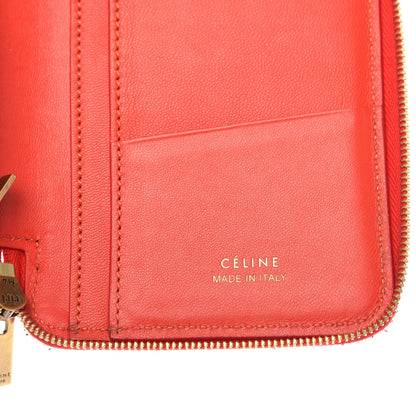 Celine Drummed Calfskin Zip Around Organizer Wallet Coquelicot 6 of 8
