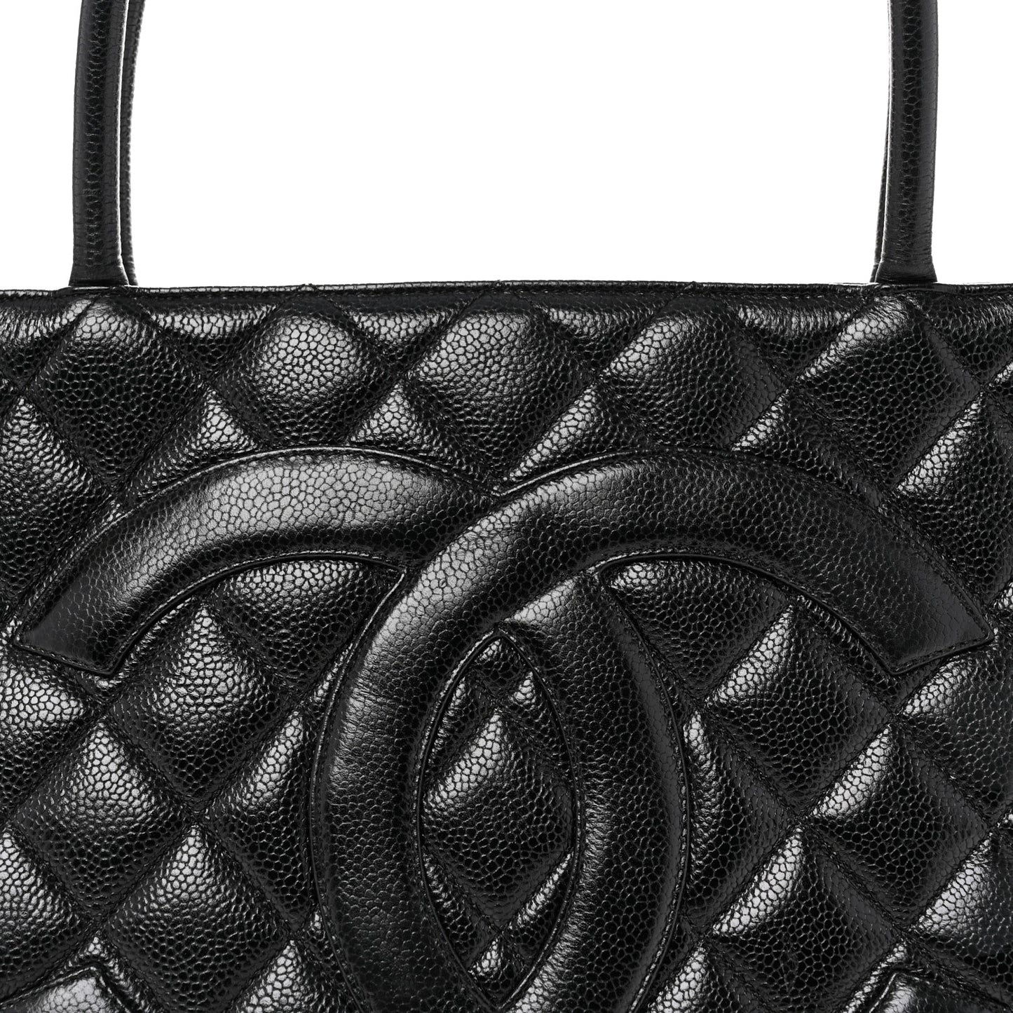 Caviar Quilted Medallion Tote Black