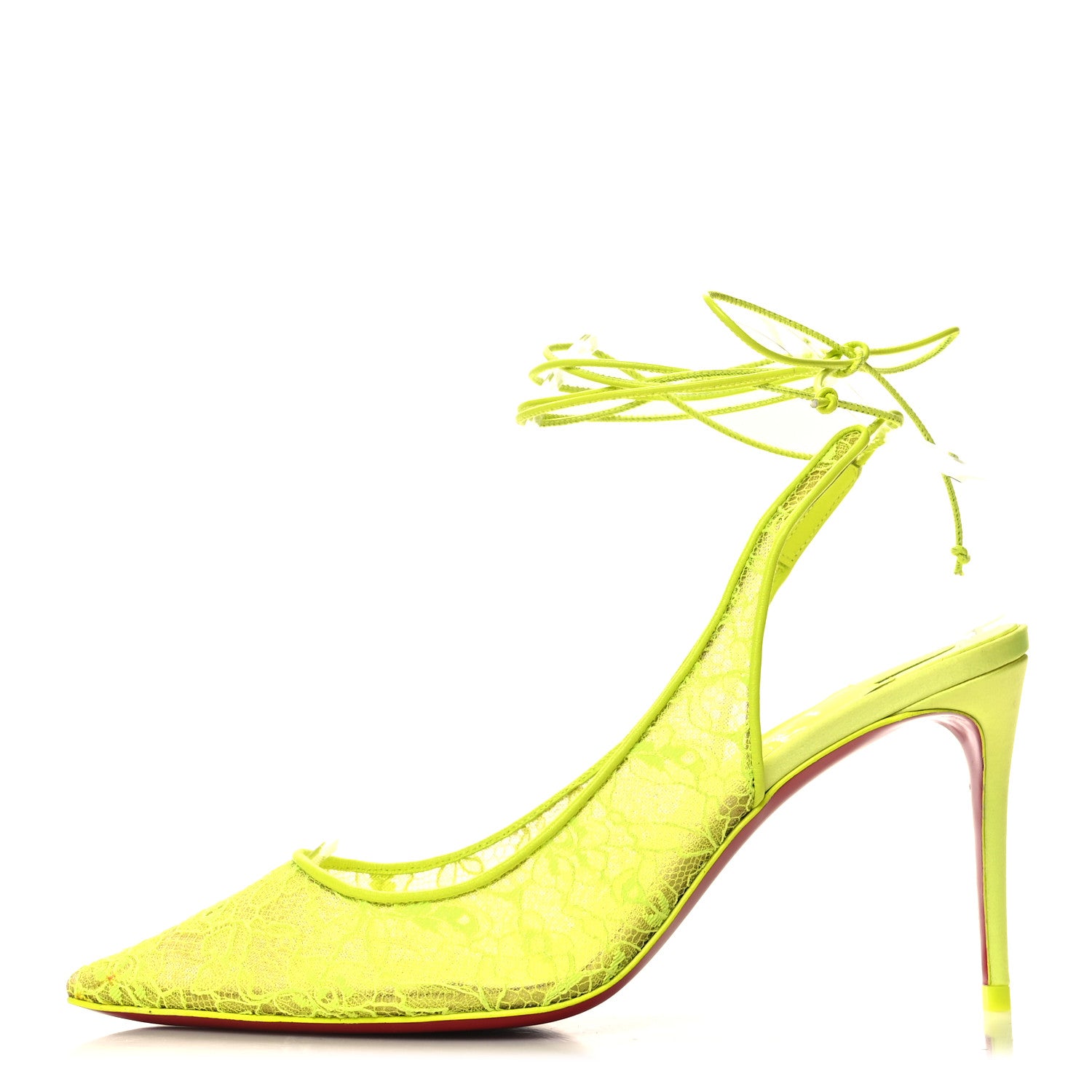 Christian Louboutin Kate Lace 85 Pumps 37.5 Neon Yellow 1 of 9