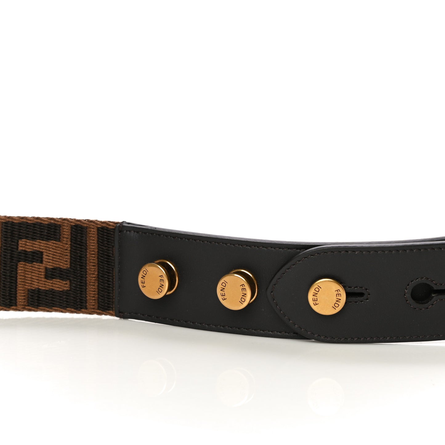 Ribbon Vitello Century FF 1974 Flat Studded Strap You Fango Marrone Ebano