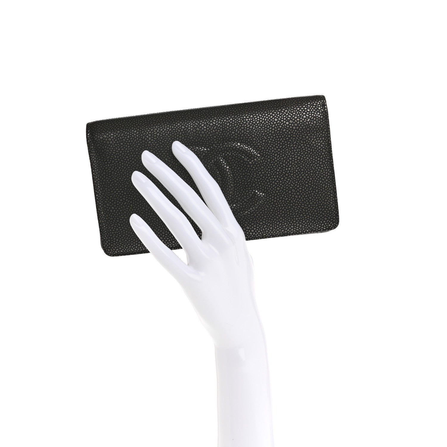Chanel Metallic Caviar Timeless CC Yen Wallet Dark Silver 2 of 9