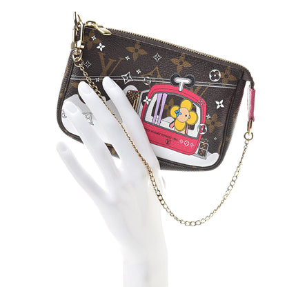 Louis Vuitton Monogram 2019 Christmas Animation Mini Courchevel Pochette Accessories Fuchsia 2 of 8