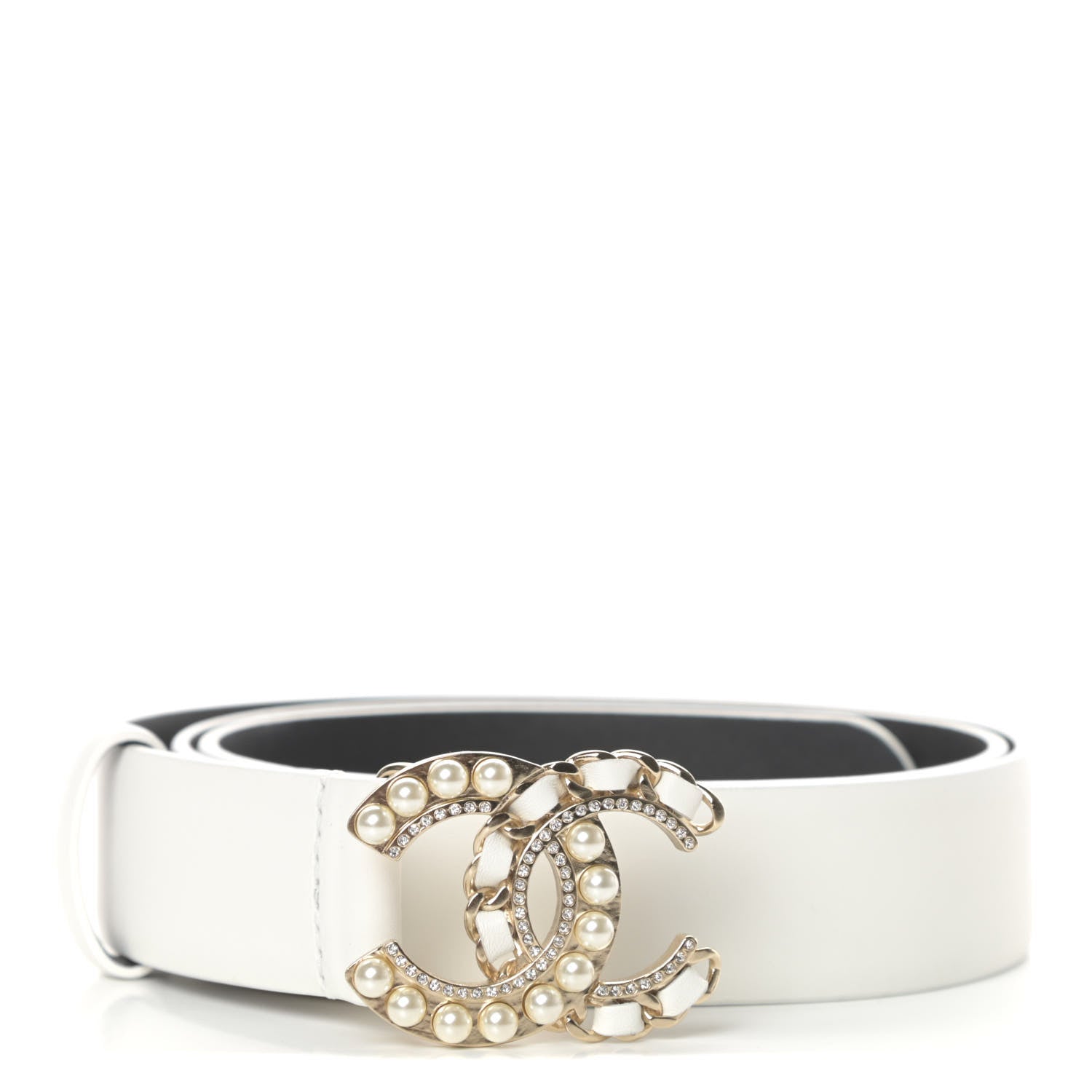 Chanel Calfskin Pearl CC Chain Belt 85 34 Ivory 1 of 5