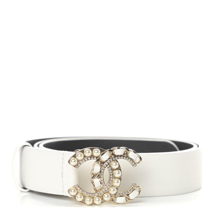 Chanel Calfskin Pearl CC Chain Belt 85 34 Ivory 1 of 5