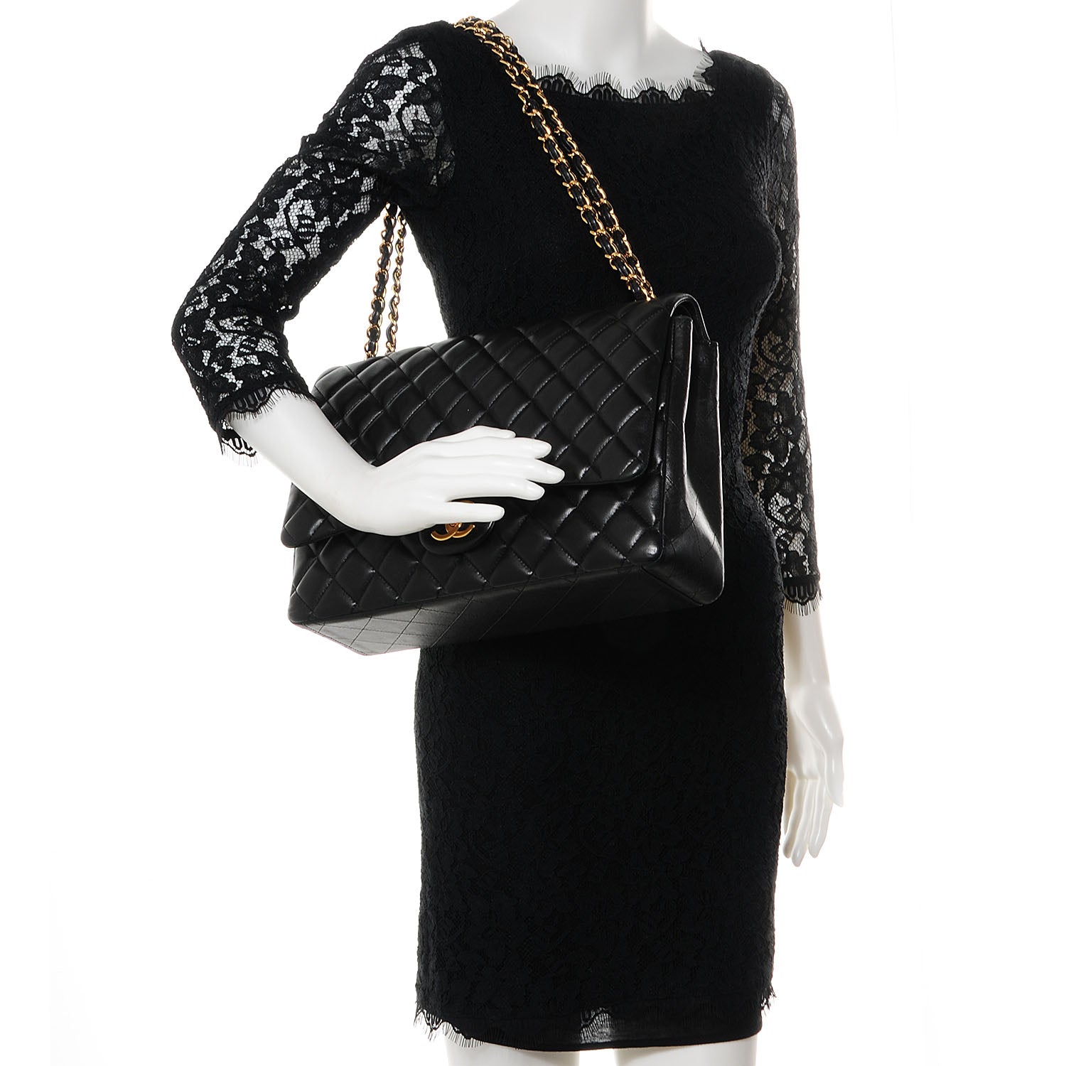 Chanel Lambskin Quilted Maxi Double Flap Black 2 of 8