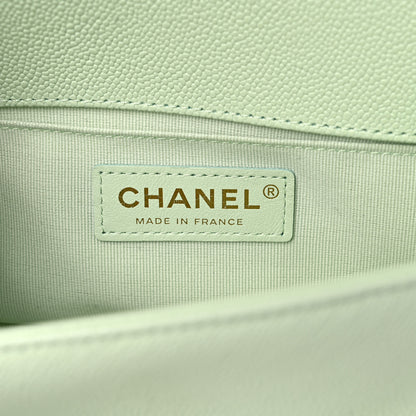 Chanel Caviar Chevron Quilted Small Boy Flap Light Green 6 of 9