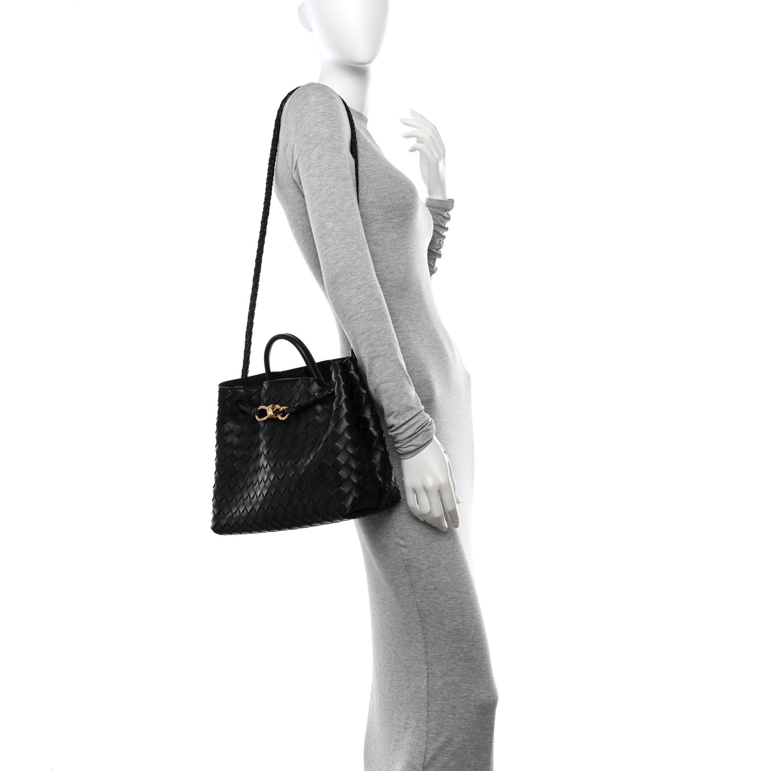 Bottega Veneta Nappa Intrecciato Medium Andiamo Shoulder Bag Black 2 of 9