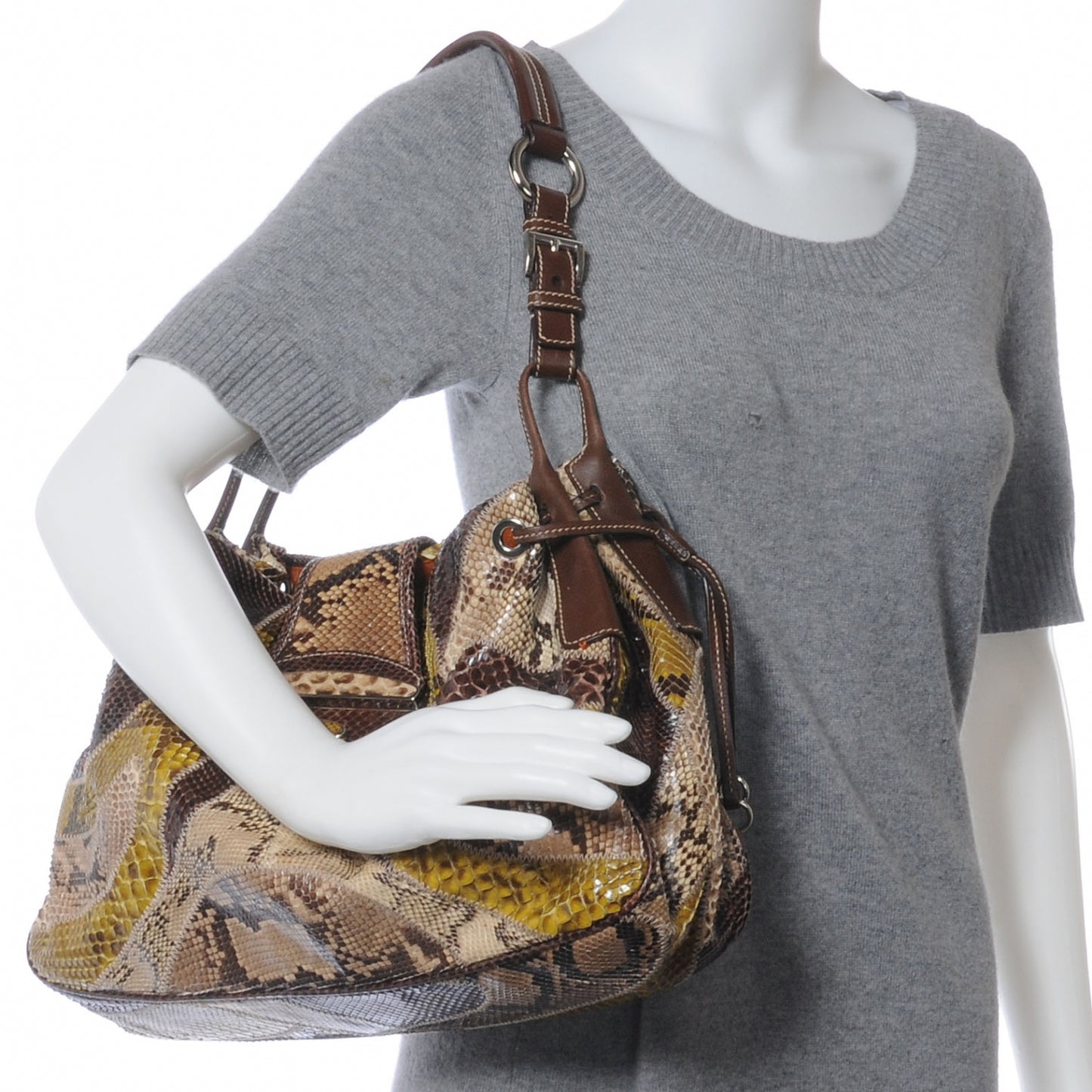 Python Patch Shoulder Bag Naturale