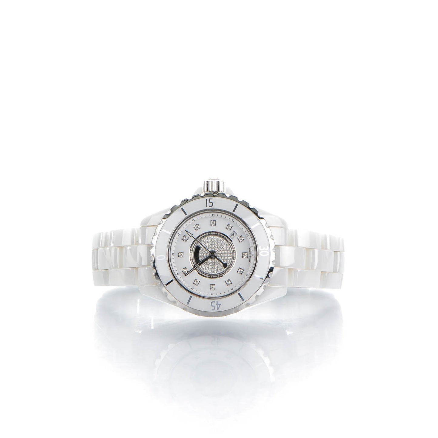 Stainless Steel Ceramic Diamond Dial 33mm J12 Quartz Watch White