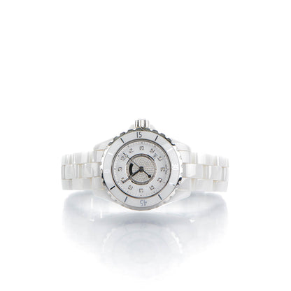 Chanel Stainless Steel Ceramic Diamond Dial 33mm J12 Quartz Watch White 3 of 7