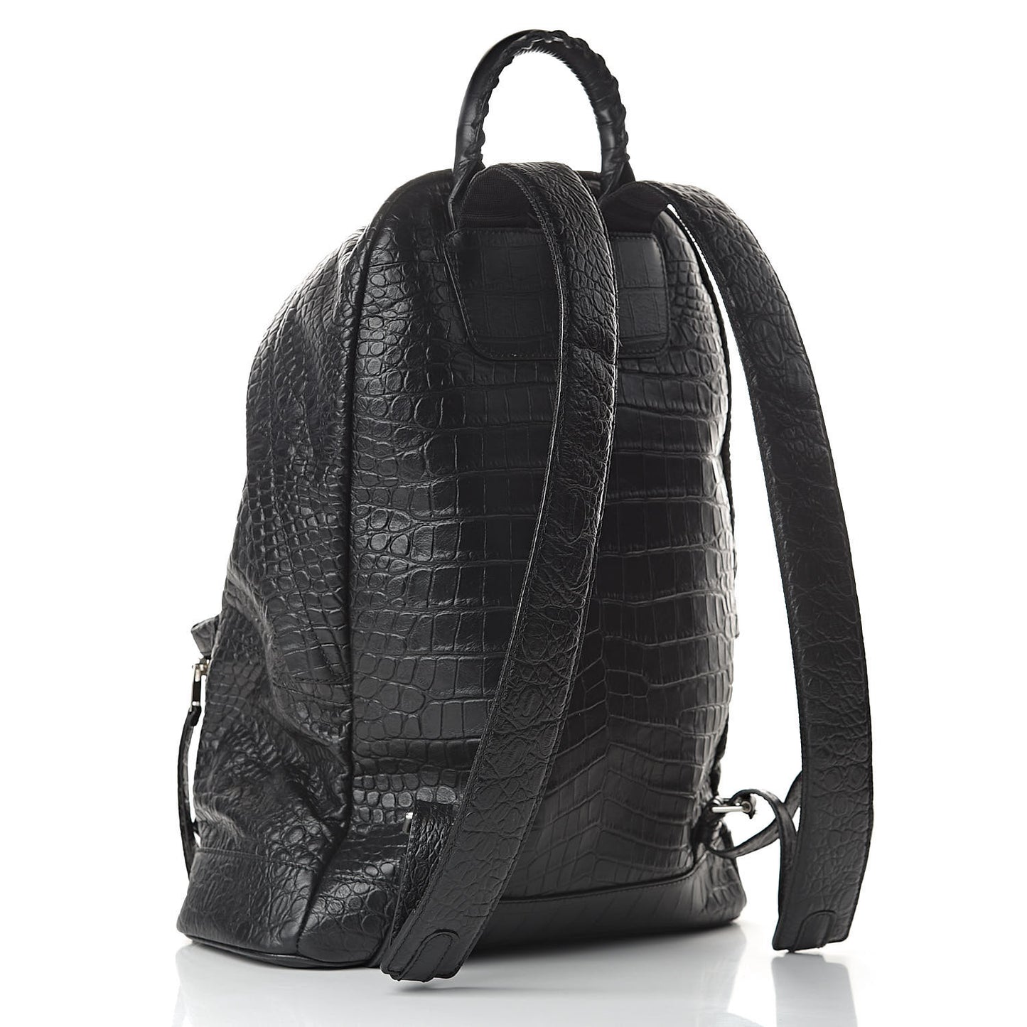 Calfskin Crocodile Classic Hardware Embossed Backpack Black