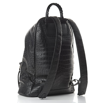 Balenciaga Calfskin Crocodile Classic Hardware Embossed Backpack Black 3 of 10