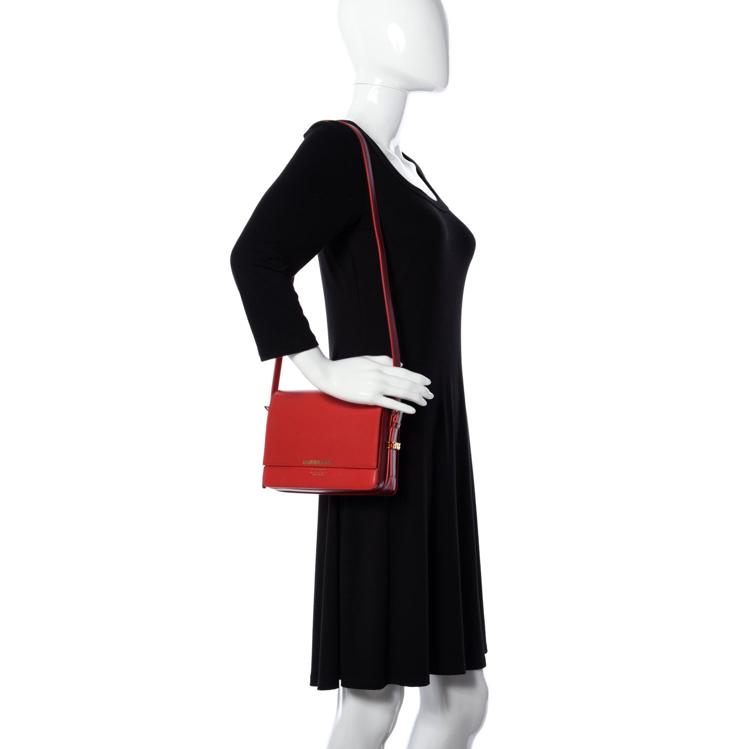 Burberry Smooth Calfskin Small Two Tone Grace Bag Red 2 of 12