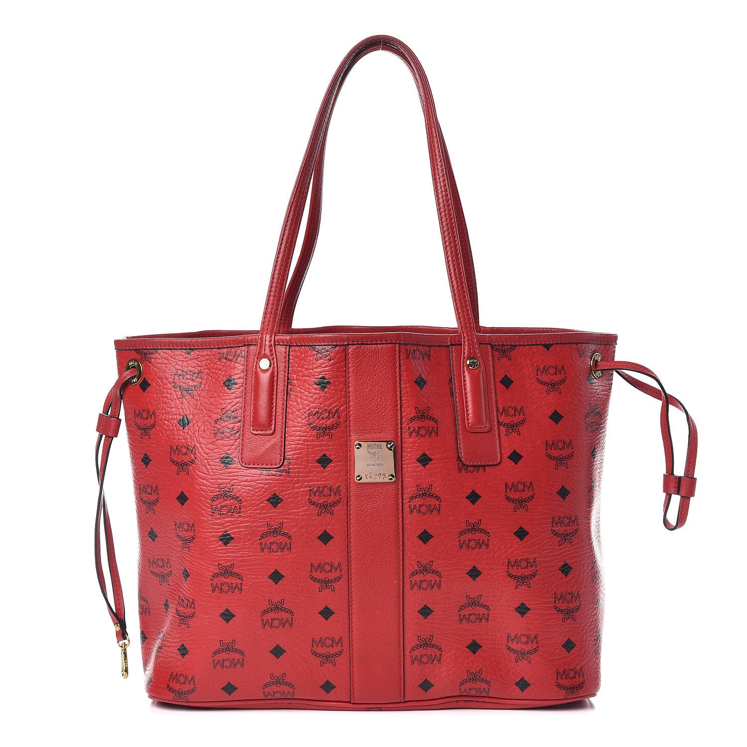 MCM Visetos Medium Liz Reversible Shopper Tote Ruby Red 1 of 14
