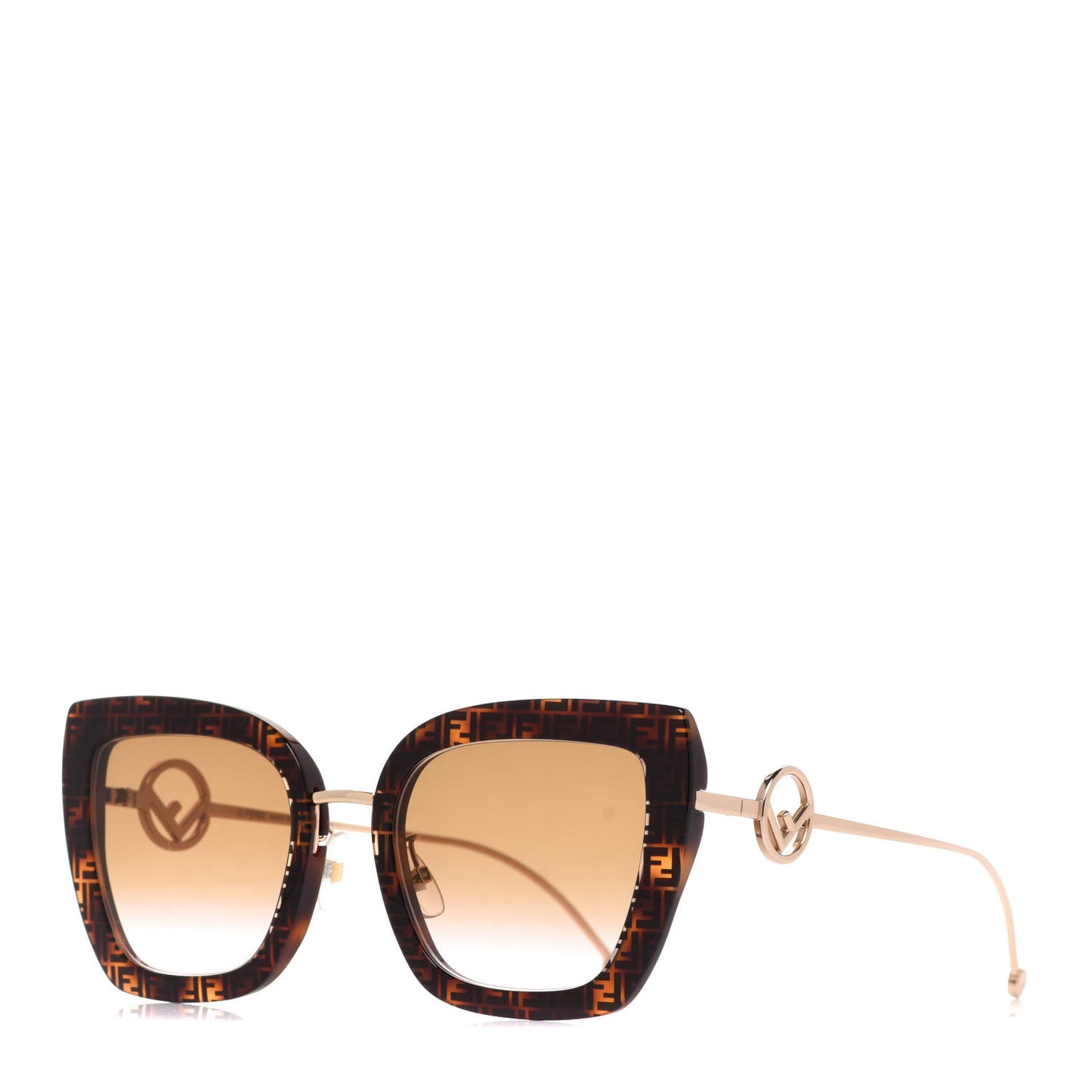 Acetate Metal F is Fendi FF Square Cat Eye Sunglasses FF 0424/F/S Havana