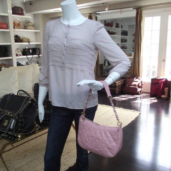 Caviar Quilted Hobo Pink