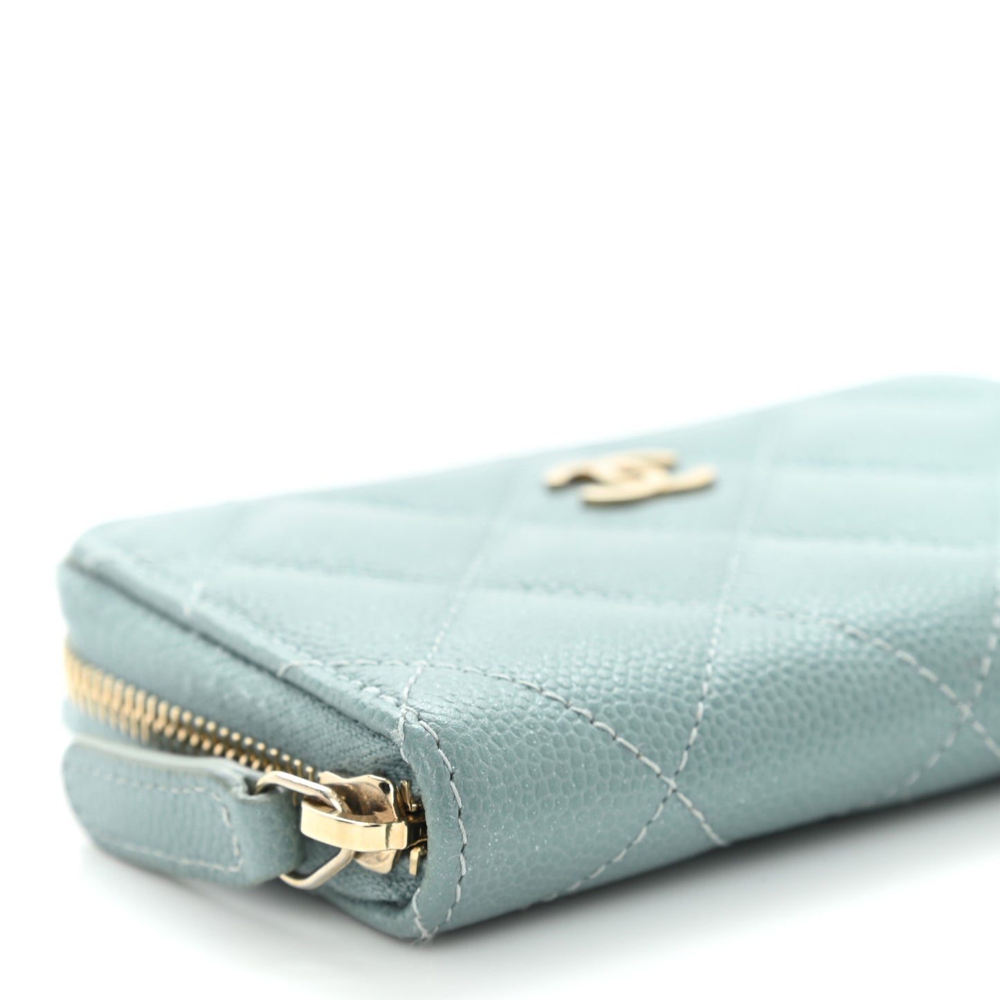 Caviar Quilted Zip Coin Purse Blue